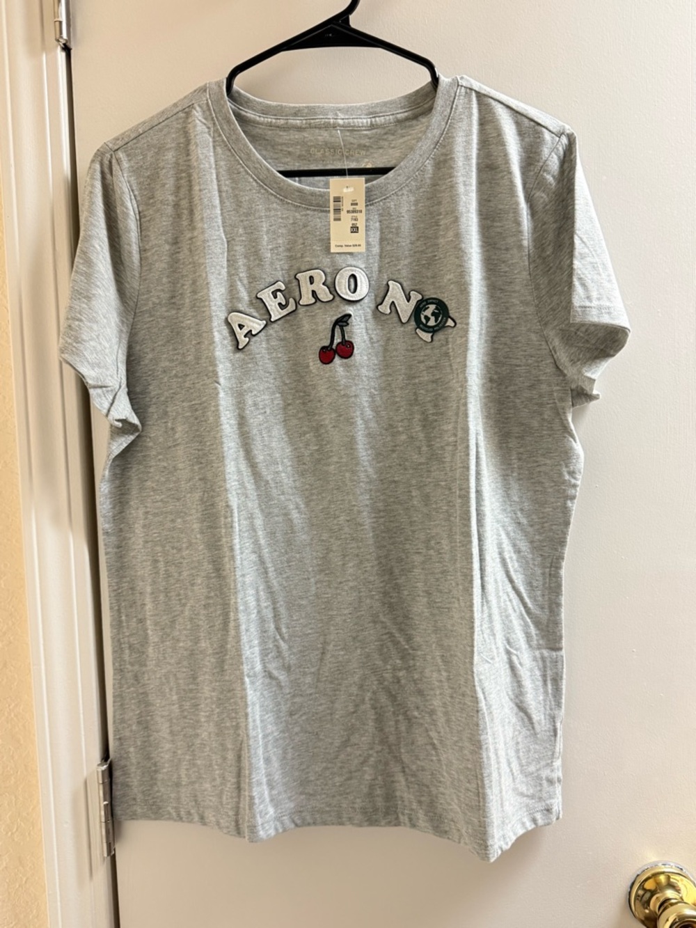 Aeropostale Light Gray Classic Crew Tee with White "Aero NY" Logo